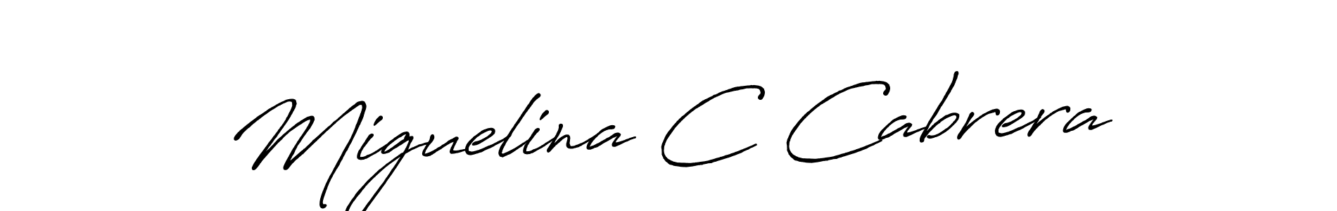 How to make Miguelina C Cabrera name signature. Use Antro_Vectra_Bolder style for creating short signs online. This is the latest handwritten sign. Miguelina C Cabrera signature style 7 images and pictures png