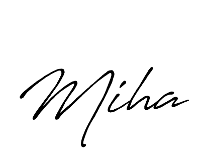 Use a signature maker to create a handwritten signature online. With this signature software, you can design (Antro_Vectra_Bolder) your own signature for name Miha. Miha signature style 7 images and pictures png