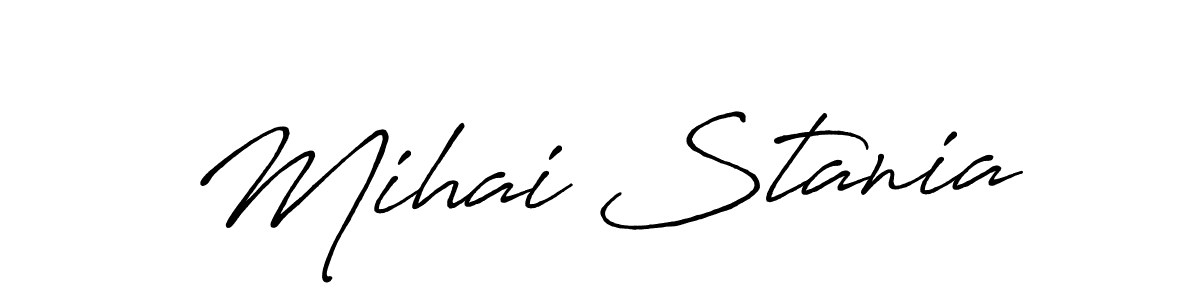 Create a beautiful signature design for name Mihai Stania. With this signature (Antro_Vectra_Bolder) fonts, you can make a handwritten signature for free. Mihai Stania signature style 7 images and pictures png