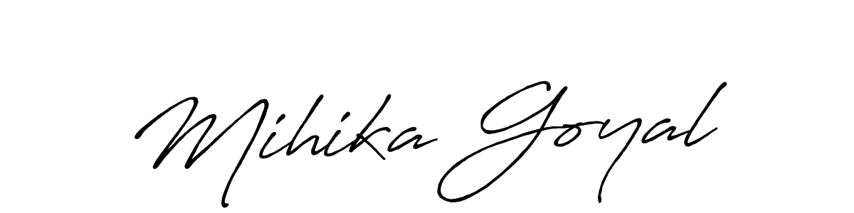 Antro_Vectra_Bolder is a professional signature style that is perfect for those who want to add a touch of class to their signature. It is also a great choice for those who want to make their signature more unique. Get Mihika Goyal name to fancy signature for free. Mihika Goyal signature style 7 images and pictures png