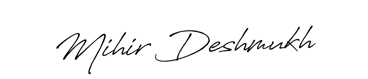 This is the best signature style for the Mihir Deshmukh name. Also you like these signature font (Antro_Vectra_Bolder). Mix name signature. Mihir Deshmukh signature style 7 images and pictures png