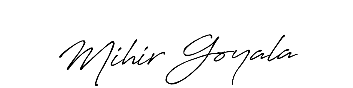 if you are searching for the best signature style for your name Mihir Goyala. so please give up your signature search. here we have designed multiple signature styles  using Antro_Vectra_Bolder. Mihir Goyala signature style 7 images and pictures png