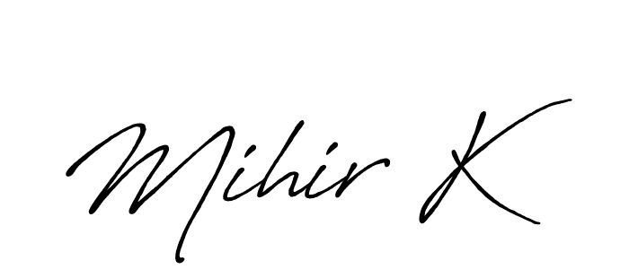 This is the best signature style for the Mihir K name. Also you like these signature font (Antro_Vectra_Bolder). Mix name signature. Mihir K signature style 7 images and pictures png