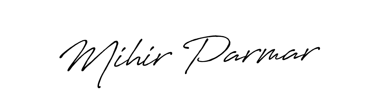 How to make Mihir Parmar name signature. Use Antro_Vectra_Bolder style for creating short signs online. This is the latest handwritten sign. Mihir Parmar signature style 7 images and pictures png