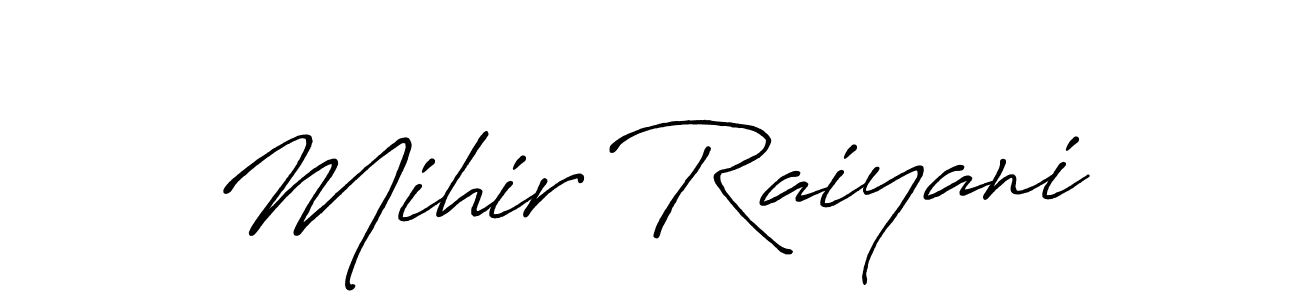 if you are searching for the best signature style for your name Mihir Raiyani. so please give up your signature search. here we have designed multiple signature styles  using Antro_Vectra_Bolder. Mihir Raiyani signature style 7 images and pictures png