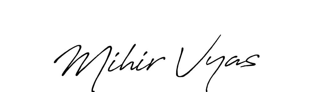 How to make Mihir Vyas name signature. Use Antro_Vectra_Bolder style for creating short signs online. This is the latest handwritten sign. Mihir Vyas signature style 7 images and pictures png