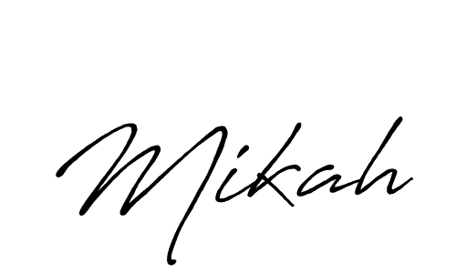 Use a signature maker to create a handwritten signature online. With this signature software, you can design (Antro_Vectra_Bolder) your own signature for name Mikah. Mikah signature style 7 images and pictures png