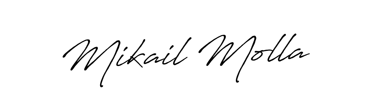 The best way (Antro_Vectra_Bolder) to make a short signature is to pick only two or three words in your name. The name Mikail Molla include a total of six letters. For converting this name. Mikail Molla signature style 7 images and pictures png