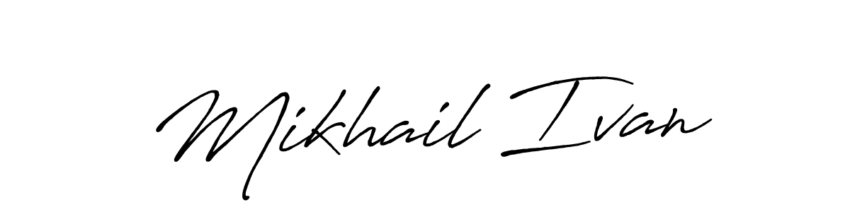 How to make Mikhail Ivan name signature. Use Antro_Vectra_Bolder style for creating short signs online. This is the latest handwritten sign. Mikhail Ivan signature style 7 images and pictures png