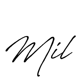 How to make Mil signature? Antro_Vectra_Bolder is a professional autograph style. Create handwritten signature for Mil name. Mil signature style 7 images and pictures png
