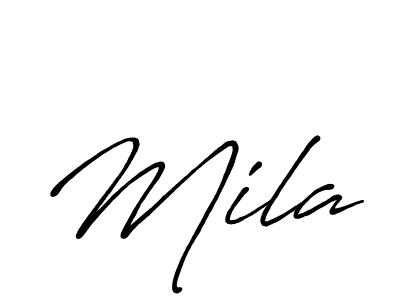 Make a beautiful signature design for name Mila. With this signature (Antro_Vectra_Bolder) style, you can create a handwritten signature for free. Mila signature style 7 images and pictures png