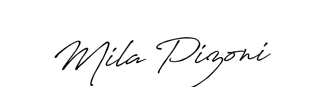 Mila Pizoni stylish signature style. Best Handwritten Sign (Antro_Vectra_Bolder) for my name. Handwritten Signature Collection Ideas for my name Mila Pizoni. Mila Pizoni signature style 7 images and pictures png