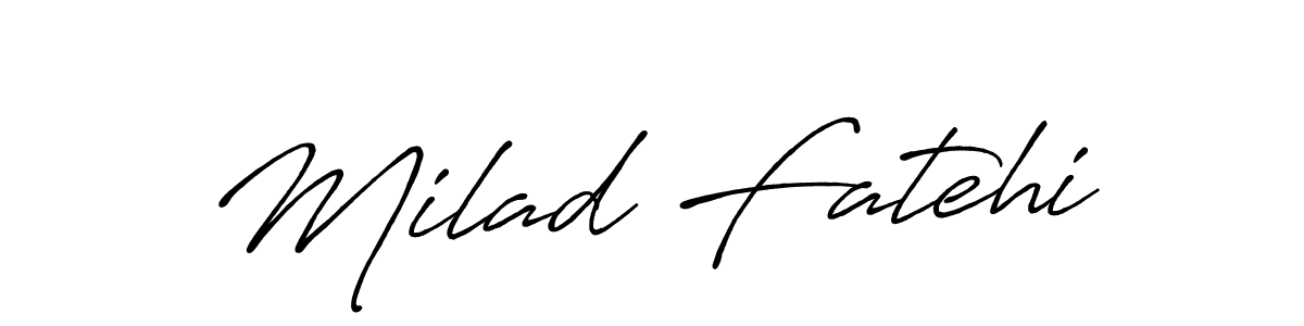 The best way (Antro_Vectra_Bolder) to make a short signature is to pick only two or three words in your name. The name Milad Fatehi include a total of six letters. For converting this name. Milad Fatehi signature style 7 images and pictures png
