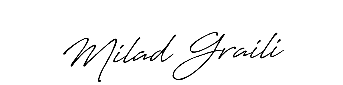 Milad Graili stylish signature style. Best Handwritten Sign (Antro_Vectra_Bolder) for my name. Handwritten Signature Collection Ideas for my name Milad Graili. Milad Graili signature style 7 images and pictures png