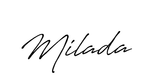 Use a signature maker to create a handwritten signature online. With this signature software, you can design (Antro_Vectra_Bolder) your own signature for name Milada. Milada signature style 7 images and pictures png