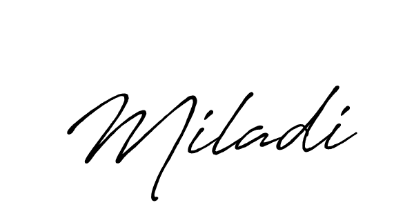 Miladi stylish signature style. Best Handwritten Sign (Antro_Vectra_Bolder) for my name. Handwritten Signature Collection Ideas for my name Miladi. Miladi signature style 7 images and pictures png