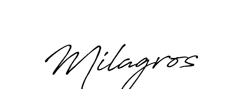 How to make Milagros name signature. Use Antro_Vectra_Bolder style for creating short signs online. This is the latest handwritten sign. Milagros signature style 7 images and pictures png