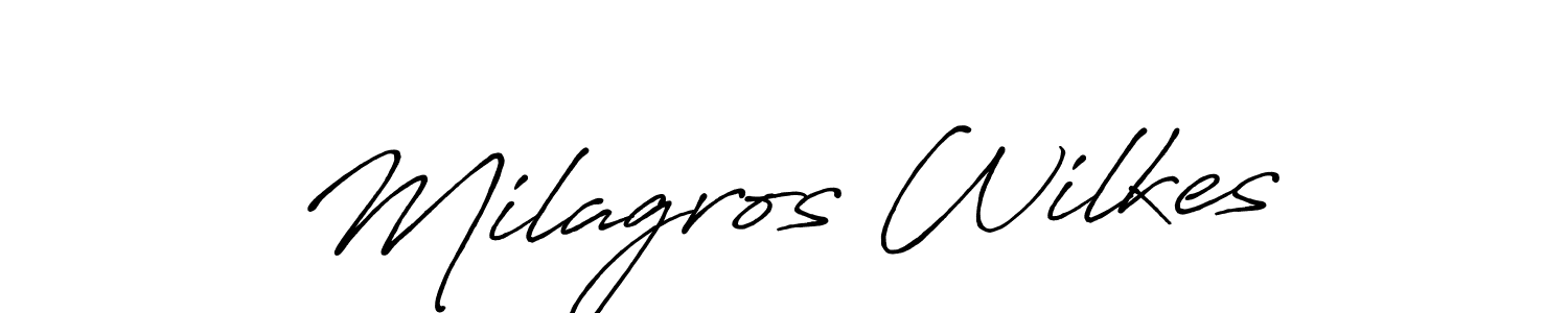 Make a beautiful signature design for name Milagros Wilkes. Use this online signature maker to create a handwritten signature for free. Milagros Wilkes signature style 7 images and pictures png