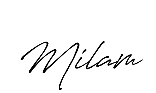 The best way (Antro_Vectra_Bolder) to make a short signature is to pick only two or three words in your name. The name Milam include a total of six letters. For converting this name. Milam signature style 7 images and pictures png