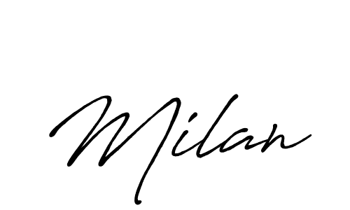 Design your own signature with our free online signature maker. With this signature software, you can create a handwritten (Antro_Vectra_Bolder) signature for name Milan. Milan signature style 7 images and pictures png