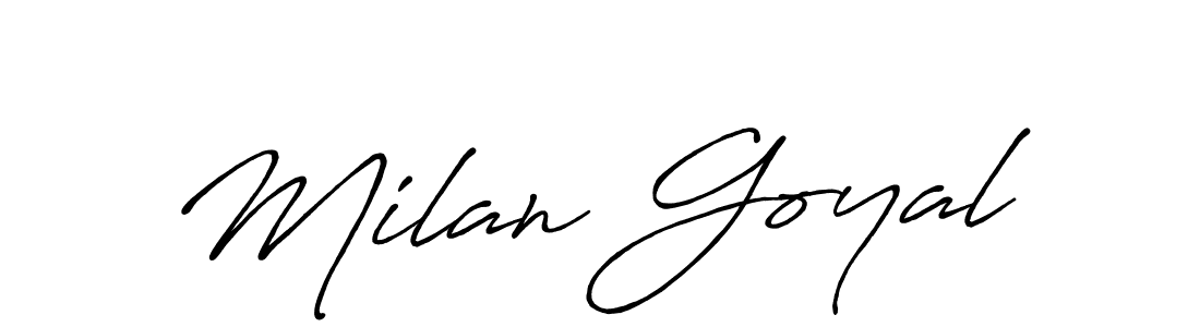 Also we have Milan Goyal name is the best signature style. Create professional handwritten signature collection using Antro_Vectra_Bolder autograph style. Milan Goyal signature style 7 images and pictures png