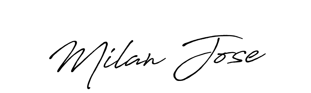 You should practise on your own different ways (Antro_Vectra_Bolder) to write your name (Milan Jose) in signature. don't let someone else do it for you. Milan Jose signature style 7 images and pictures png