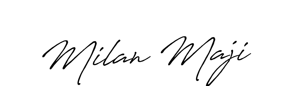 if you are searching for the best signature style for your name Milan Maji. so please give up your signature search. here we have designed multiple signature styles  using Antro_Vectra_Bolder. Milan Maji signature style 7 images and pictures png