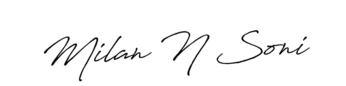if you are searching for the best signature style for your name Milan N Soni. so please give up your signature search. here we have designed multiple signature styles  using Antro_Vectra_Bolder. Milan N Soni signature style 7 images and pictures png