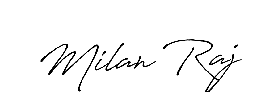 How to make Milan Raj name signature. Use Antro_Vectra_Bolder style for creating short signs online. This is the latest handwritten sign. Milan Raj signature style 7 images and pictures png