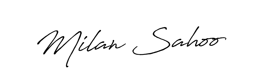 if you are searching for the best signature style for your name Milan Sahoo. so please give up your signature search. here we have designed multiple signature styles  using Antro_Vectra_Bolder. Milan Sahoo signature style 7 images and pictures png