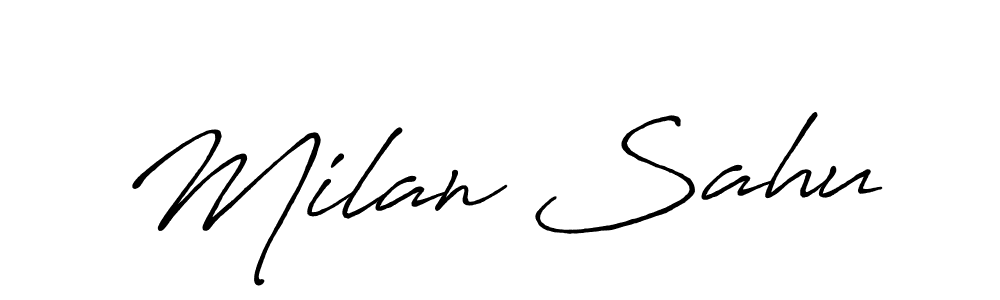 Make a beautiful signature design for name Milan Sahu. With this signature (Antro_Vectra_Bolder) style, you can create a handwritten signature for free. Milan Sahu signature style 7 images and pictures png