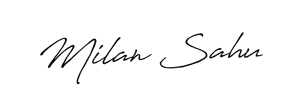 Make a beautiful signature design for name Milan Sahu. With this signature (Antro_Vectra_Bolder) style, you can create a handwritten signature for free. Milan Sahu signature style 7 images and pictures png