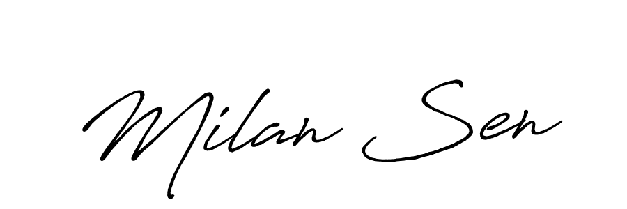 if you are searching for the best signature style for your name Milan Sen. so please give up your signature search. here we have designed multiple signature styles  using Antro_Vectra_Bolder. Milan Sen signature style 7 images and pictures png