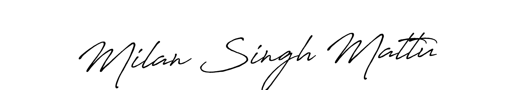 Antro_Vectra_Bolder is a professional signature style that is perfect for those who want to add a touch of class to their signature. It is also a great choice for those who want to make their signature more unique. Get Milan Singh Mattu name to fancy signature for free. Milan Singh Mattu signature style 7 images and pictures png