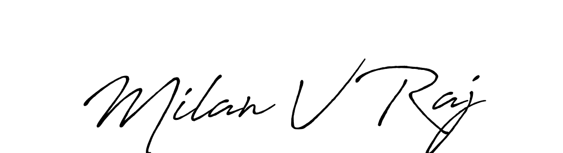 This is the best signature style for the Milan V Raj name. Also you like these signature font (Antro_Vectra_Bolder). Mix name signature. Milan V Raj signature style 7 images and pictures png