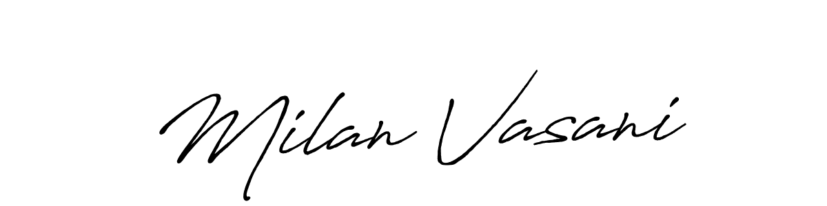 if you are searching for the best signature style for your name Milan Vasani. so please give up your signature search. here we have designed multiple signature styles  using Antro_Vectra_Bolder. Milan Vasani signature style 7 images and pictures png