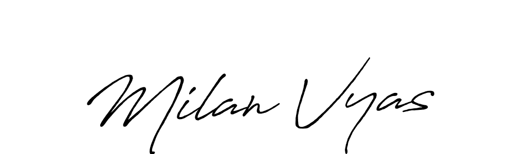 The best way (Antro_Vectra_Bolder) to make a short signature is to pick only two or three words in your name. The name Milan Vyas include a total of six letters. For converting this name. Milan Vyas signature style 7 images and pictures png