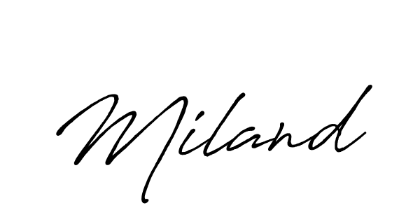 The best way (Antro_Vectra_Bolder) to make a short signature is to pick only two or three words in your name. The name Miland include a total of six letters. For converting this name. Miland signature style 7 images and pictures png