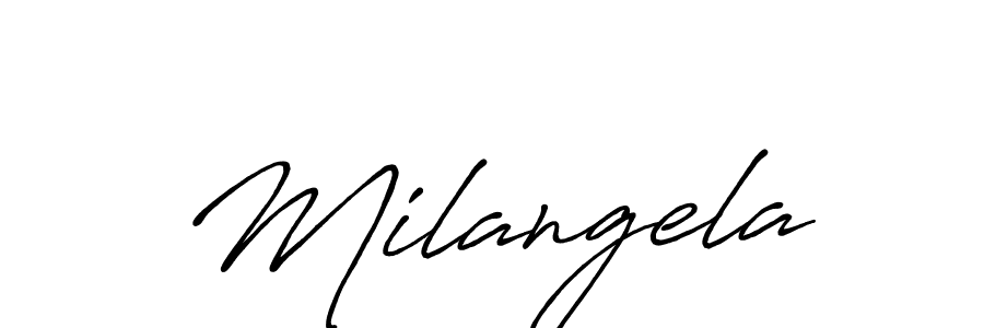 Make a beautiful signature design for name Milangela. With this signature (Antro_Vectra_Bolder) style, you can create a handwritten signature for free. Milangela signature style 7 images and pictures png