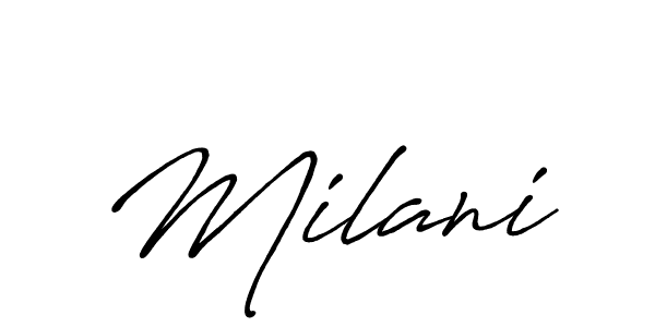 Use a signature maker to create a handwritten signature online. With this signature software, you can design (Antro_Vectra_Bolder) your own signature for name Milani. Milani signature style 7 images and pictures png