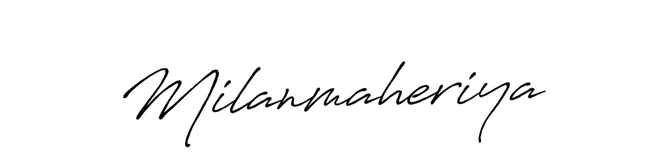 Create a beautiful signature design for name Milanmaheriya. With this signature (Antro_Vectra_Bolder) fonts, you can make a handwritten signature for free. Milanmaheriya signature style 7 images and pictures png