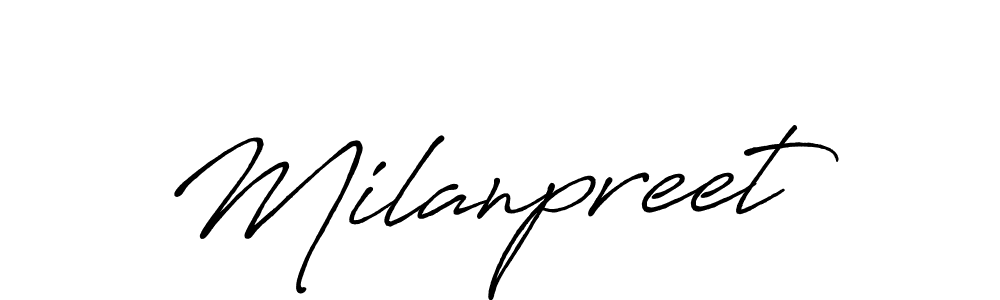 How to Draw Milanpreet signature style? Antro_Vectra_Bolder is a latest design signature styles for name Milanpreet. Milanpreet signature style 7 images and pictures png