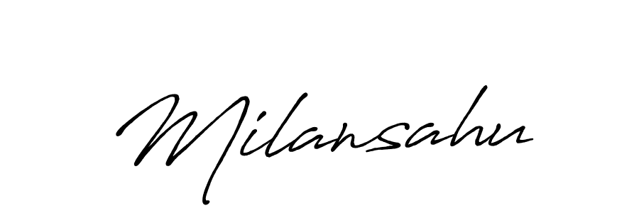 if you are searching for the best signature style for your name Milansahu. so please give up your signature search. here we have designed multiple signature styles  using Antro_Vectra_Bolder. Milansahu signature style 7 images and pictures png