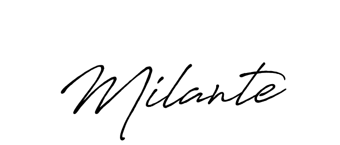 Milante stylish signature style. Best Handwritten Sign (Antro_Vectra_Bolder) for my name. Handwritten Signature Collection Ideas for my name Milante. Milante signature style 7 images and pictures png