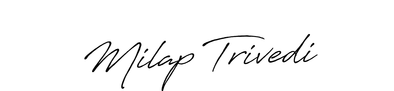 Create a beautiful signature design for name Milap Trivedi. With this signature (Antro_Vectra_Bolder) fonts, you can make a handwritten signature for free. Milap Trivedi signature style 7 images and pictures png