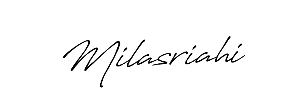 Use a signature maker to create a handwritten signature online. With this signature software, you can design (Antro_Vectra_Bolder) your own signature for name Milasriahi. Milasriahi signature style 7 images and pictures png