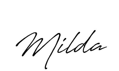 Create a beautiful signature design for name Milda. With this signature (Antro_Vectra_Bolder) fonts, you can make a handwritten signature for free. Milda signature style 7 images and pictures png