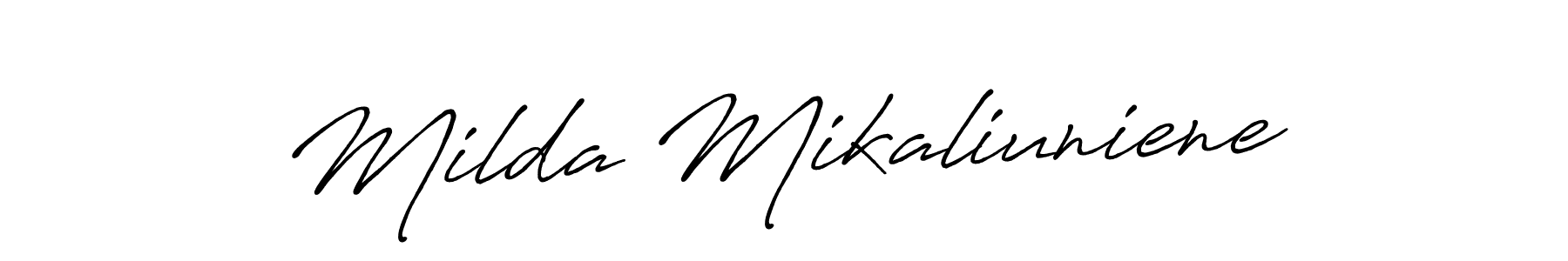 Milda Mikaliuniene stylish signature style. Best Handwritten Sign (Antro_Vectra_Bolder) for my name. Handwritten Signature Collection Ideas for my name Milda Mikaliuniene. Milda Mikaliuniene signature style 7 images and pictures png