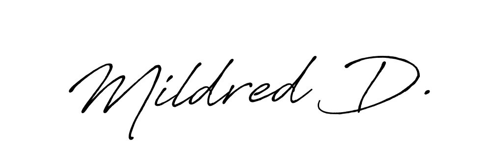 Make a beautiful signature design for name Mildred D.. With this signature (Antro_Vectra_Bolder) style, you can create a handwritten signature for free. Mildred D. signature style 7 images and pictures png
