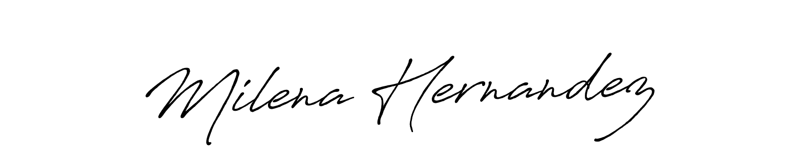 The best way (Antro_Vectra_Bolder) to make a short signature is to pick only two or three words in your name. The name Milena Hernandez include a total of six letters. For converting this name. Milena Hernandez signature style 7 images and pictures png